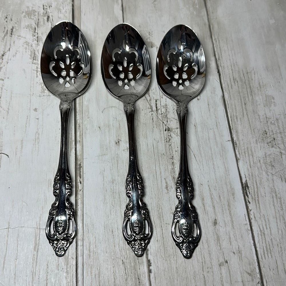 Oneida Community Brahms Stainless Steel Pierced‎ Serving Spoon 3 pack